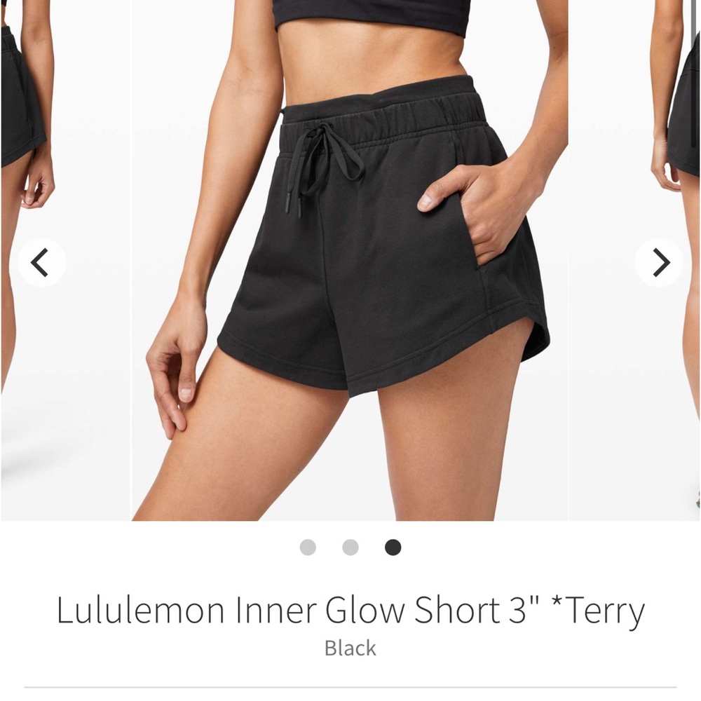 Lululemon Inner Glow Short 3” Terry Black Size 4 - Picture 3 of 7